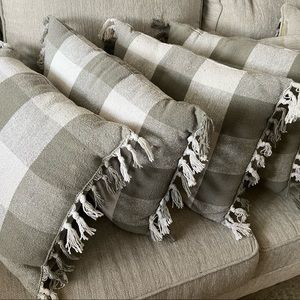 Set of 4 Sage Buffalo Check Pillows